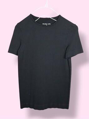 Helmut Lang Black Fitted T Shirt XS Stretch Minimalist Designer Basic